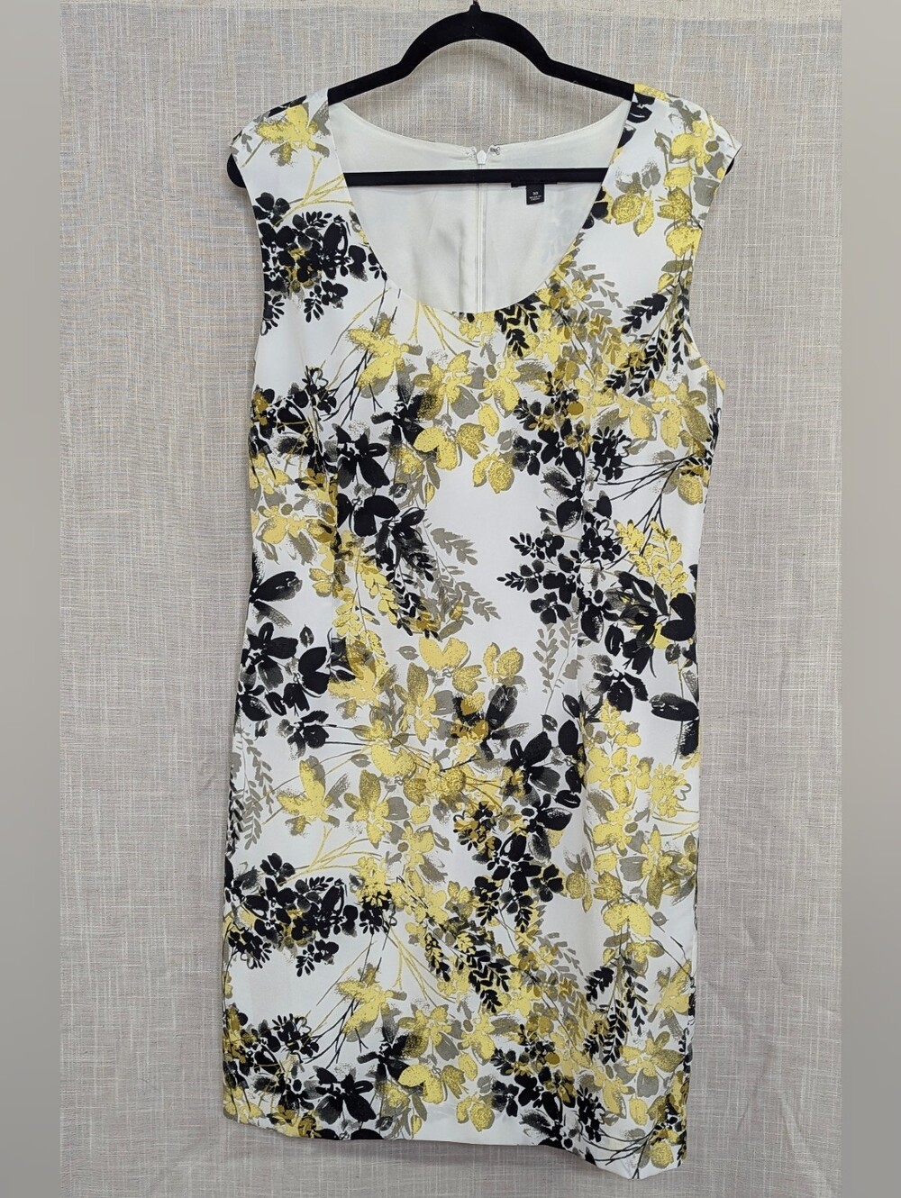 Ann Taylor Yellow Black Floral Sheath Dress 10